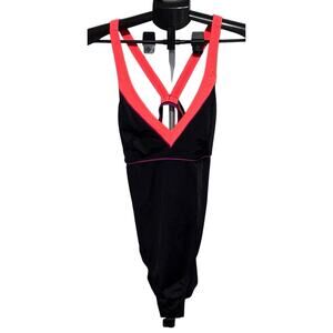 Nike Crossback One Piece Swimsuit Black Coral Purple Logo Size 14